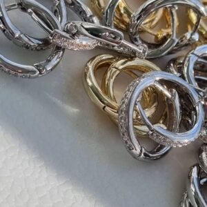 Швензы круглые с вставками, покрытие позолота, диаметр 16 мм