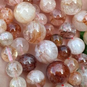 кварц с гематитом, нить 19 см, диаметр 8 10 12 мм