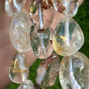 кварц с гематитом, нить 19 см, размер ~ 14х12,5 мм