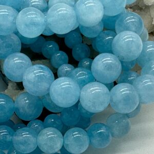 кварц  аквамариновый облагороженный, нить 19 см, диаметр 6, 8, 9,5 мм