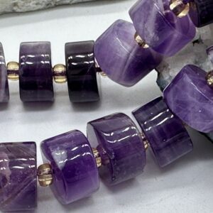 аметист, нить 19 см, размер 11х7,5 мм