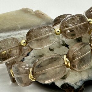 цитрин с раухтопазом, нить 19 см, размер 20х15х8 мм