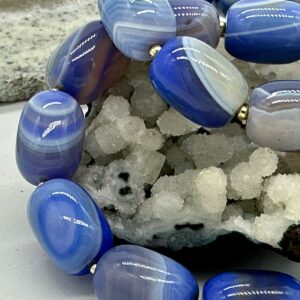 агат облагороженный синий, нить 19 см, размер 17х12,5 мм