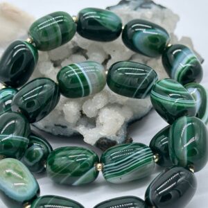 агат облагороженный зеленый, нить 19 см, размер 17х12,5 мм