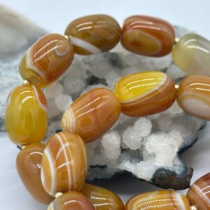 агат облагороженный охра, нить 19 см, размер 17х12,5 мм