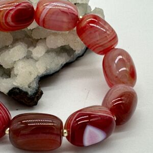 агат облагороженный малиновый, нить 19 см, размер 17х12,5 мм