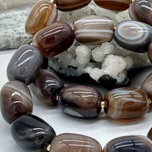 агат облагороженный коричневый, нить 19 см, размер 17х12,5 мм