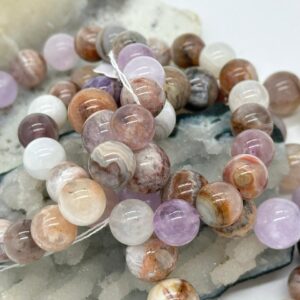 аметист с агатом, нить 19 см, диаметр 10,3 , 11,8 мм