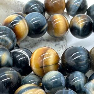 тигрово-соколиный глаз люкс, нить 19 см, диаметр 8, 10, 12, 14 мм