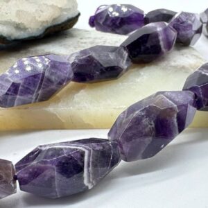 аметист, нить 19 см, размер ~23х12,5 мм