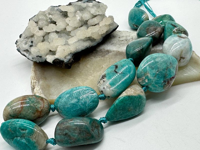 амазонит, нить 19 см, размер ~29х20 мм — изображение 3