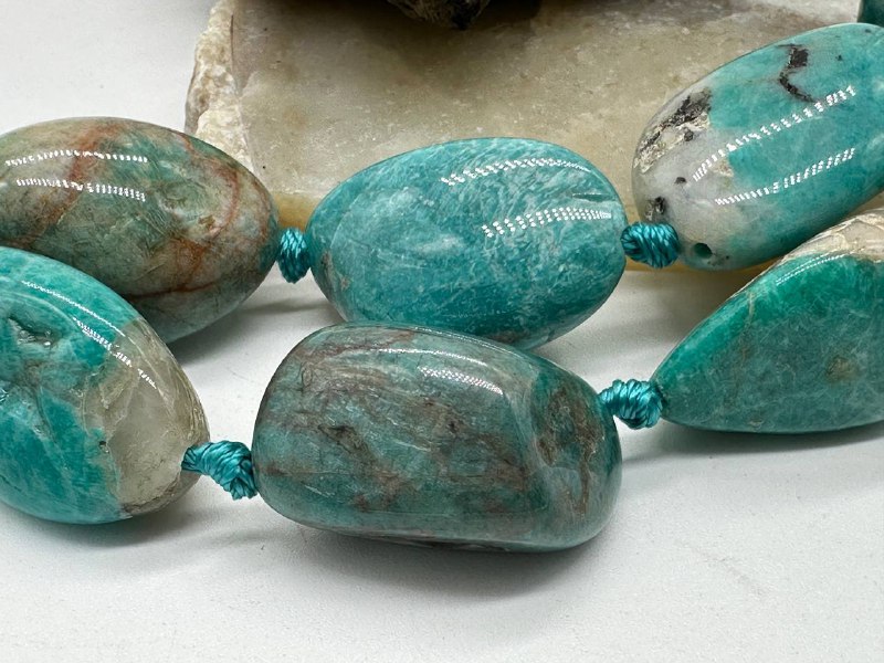 амазонит, нить 19 см, размер ~29х20 мм — изображение 5