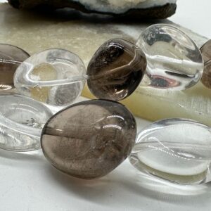 раухтопаз и горный хрусталь, нить 19 см, размер ~22х17 мм