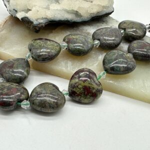 яшма кровь дракона,  сердечки, нить 19 см, размер ~19х20 мм