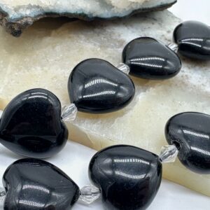 агат, сердечки, нить 19 см, размер ~19х20 мм