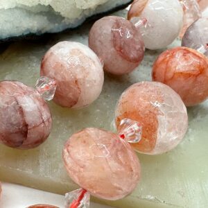 кварц с гематитом рондель грань, нить 19 см, размер ~17,5х13 мм