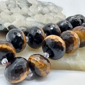 тигровый глаз рондель грань, нить 19 см, размер ~17,5х13 мм