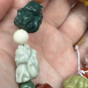 яшма, девятихвостая лиса, размер ~19х15 мм, браслет