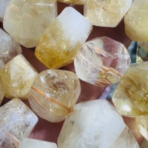 цитрин, нить 19 см, размер ~ 17х13 мм